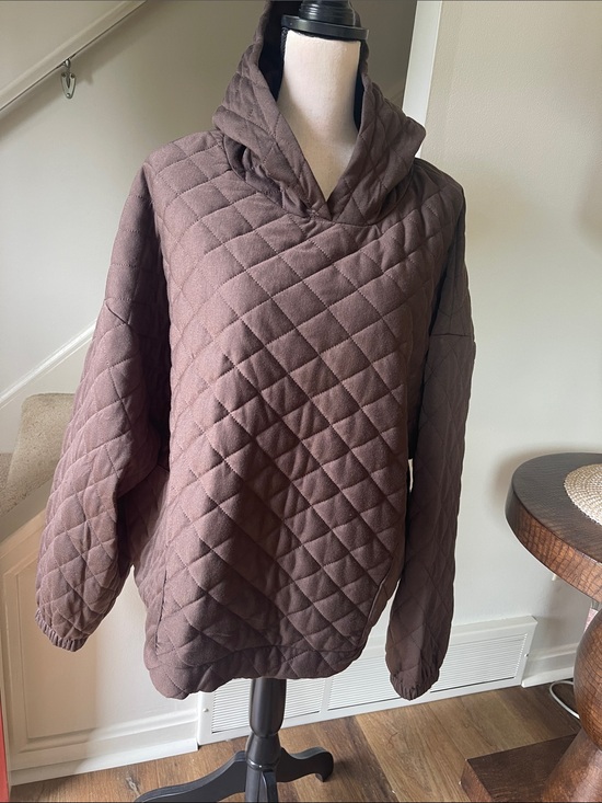 Love Jackets & Blazers - Love Brown Quilted Pullover Hoodie Pockets Size 4X
